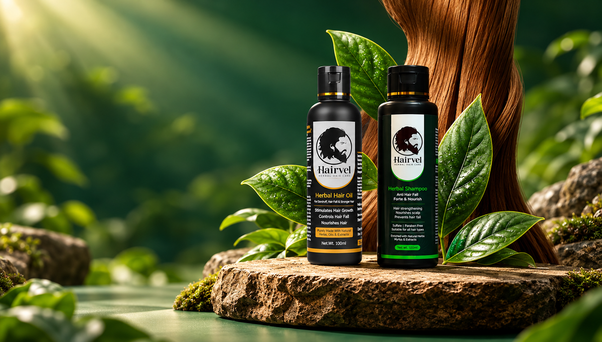 Hairvel Herbal Hair Oil (100ml) + Shampoo (100ml) Nature's Best Hair Care Combo